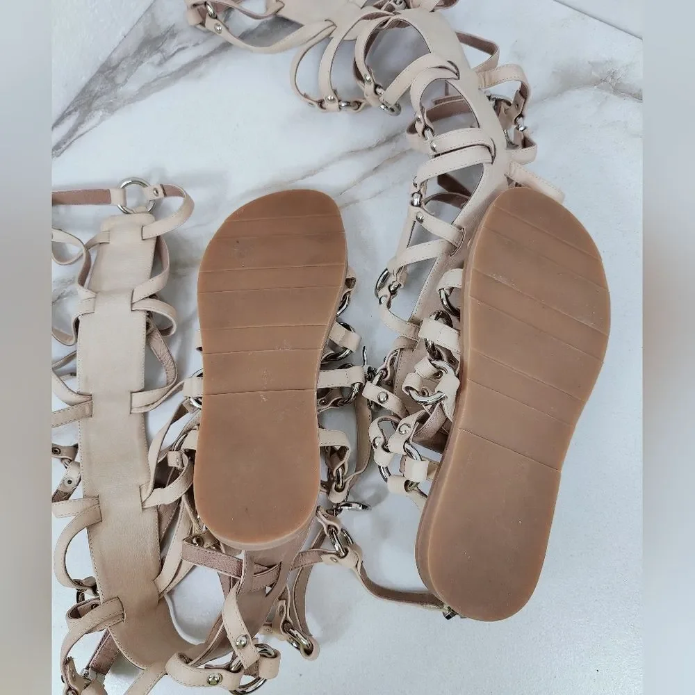 EUC Jeffrey Campbell Logara Buckle Tall OTK Gladiator Sandals, Sz 6